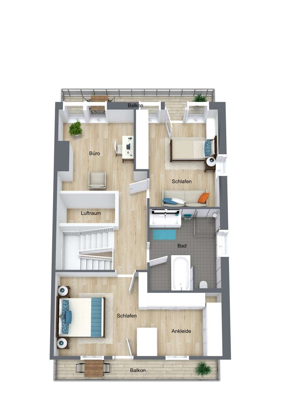 Grundriss Obergeschoß 3D Grundriss Obergeschoß 3D