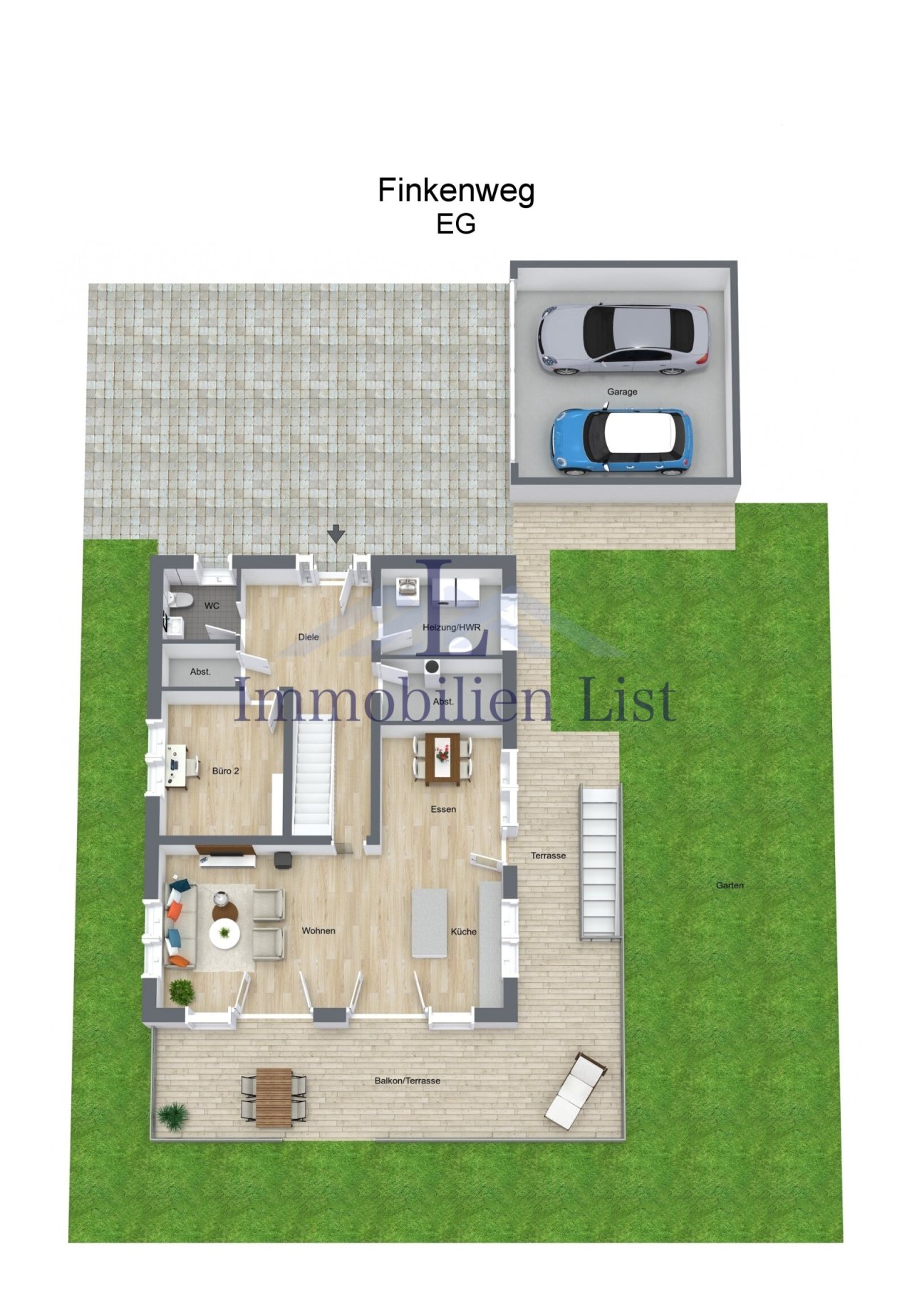 Finkenweg - EG - 3D Floor Plan