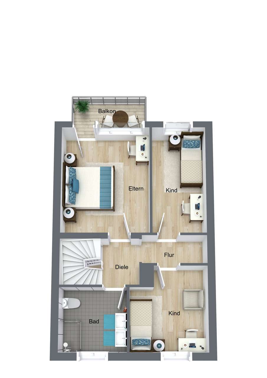 Grundriss Obergeschoss 3D