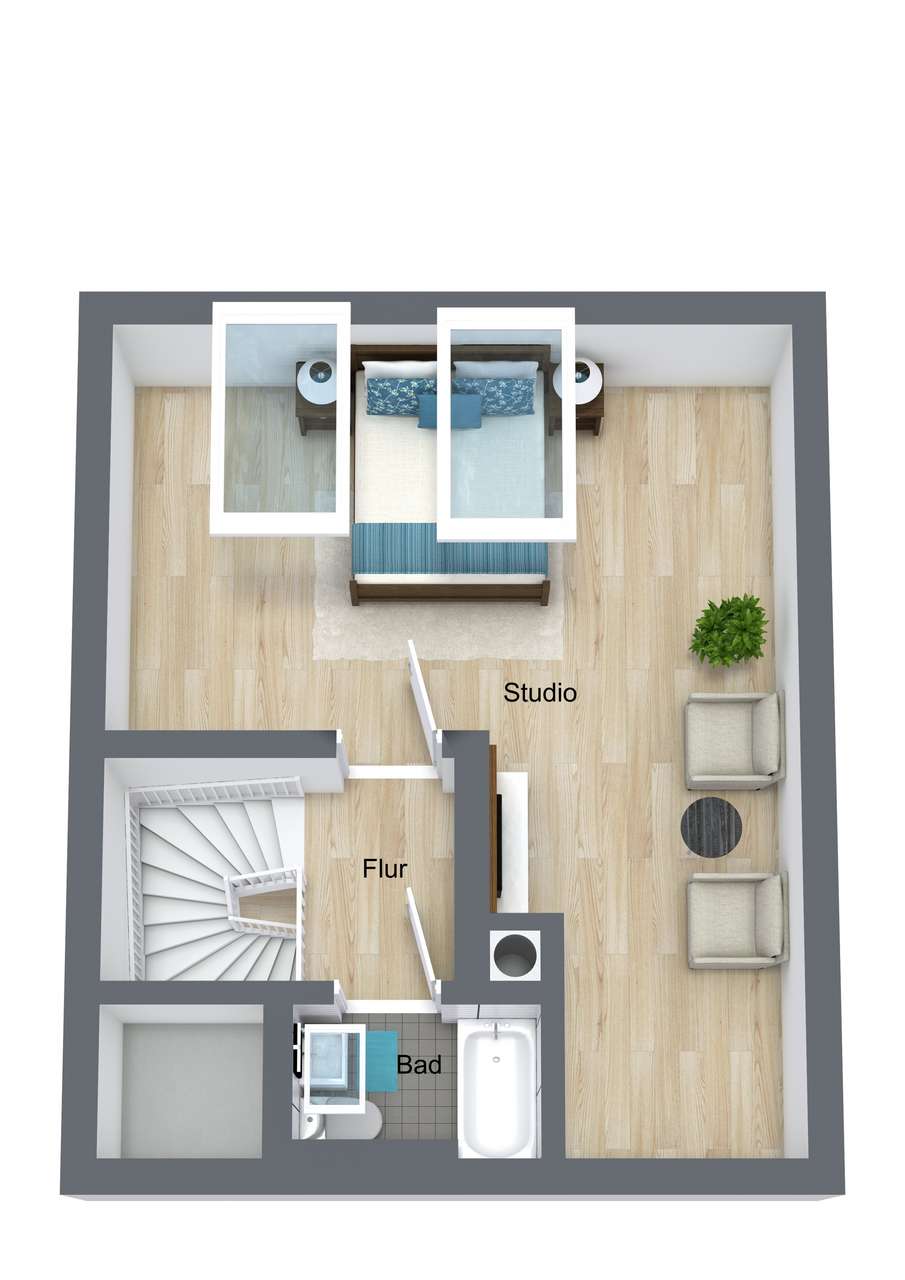 Grundriss Dachgeschoss 3D